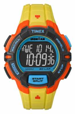 Timex Mens Indiglo Iron Man Rugged Alarm Chronograph Yellow Orange TW5M02300 Timex Mens Indiglo Iron Man Rugged Alarm Chronograph Yellow Orange TW5M02300