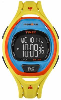 Timex Mens Indiglo Iron Man Sleek Alarm Chronograph Yellow Orange TW5M01500 Timex Mens Indiglo Iron Man Sleek Alarm Chronograph Yellow Orange TW5M01500
