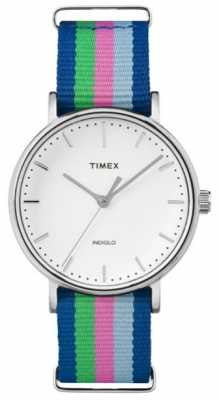 Timex Ladies Weekender Fairfax Blue Pink Green Strap TW2P91700 Timex Ladies Weekender Fairfax Blue Pink Green Strap TW2P91700