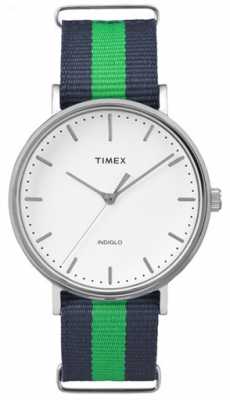 Timex Unisex Weekender Fairfax Navy Green Strap TW2P90800 Timex Unisex Weekender Fairfax Navy Green Strap TW2P90800
