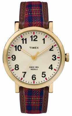 Timex Unisex Cream Dial Patterned Leather Strap TW2P69600 Timex Unisex Cream Dial Patterned Leather Strap TW2P69600