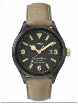 Timex Mens The Waterbury Beige Leather Strap Black Dial TW2P74900 Timex Mens The Waterbury Beige Leather Strap Black Dial TW2P74900