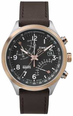 Timex Mens Flyback Chronograph Black Dial Rose Gold Tone Case TW2P73400 Timex Mens Flyback Chronograph Black Dial Rose Gold Tone Case TW2P73400