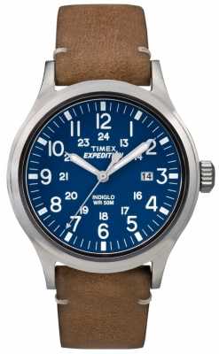 Timex Mens Scout Blue Dial Brown Leather Strap TW4B01800 Timex Mens Scout Blue Dial Brown Leather Strap TW4B01800