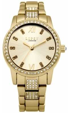 Lipsy Womens Gold Plated Stainless Steel Bracelet Gold Dial LP463 Lipsy Womens Gold Plated Stainless Steel Bracelet Gold Dial LP463