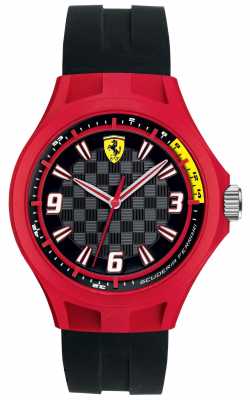 Scuderia Ferrari Mens Pit Crew Black Rubber Strap Red Case 0830284 Scuderia Ferrari Mens Pit Crew Black Rubber Strap Red Case 0830284