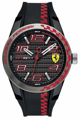 Scuderia Ferrari Mens Red Rev T Black Rubber Strap Black Dial 0830336 Scuderia Ferrari Mens Red Rev T Black Rubber Strap Black Dial 0830336