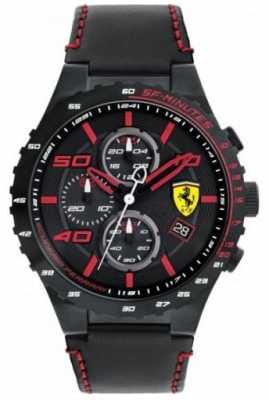 Scuderia Ferrari Mens Speciale Evo Black Leather Strap Black Dial 0830363 Scuderia Ferrari Mens Speciale Evo Black Leather Strap Black Dial 0830363