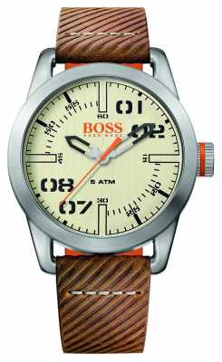 Hugo Boss Orange Mens Oslo Brown Leather Strap Cream Dial 1513418 Hugo Boss Orange Mens Oslo Brown Leather Strap Cream Dial 1513418