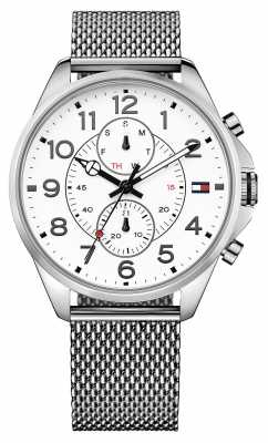Tommy Hilfiger Mens Dean Stainless Steel Bracelet White Dial 1791277 Tommy Hilfiger Mens Dean Stainless Steel Bracelet White Dial 1791277
