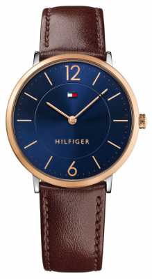 Tommy Hilfiger Mens James Brown Leather Strap Blue Dial 1710354 Tommy Hilfiger Mens James Brown Leather Strap Blue Dial 1710354
