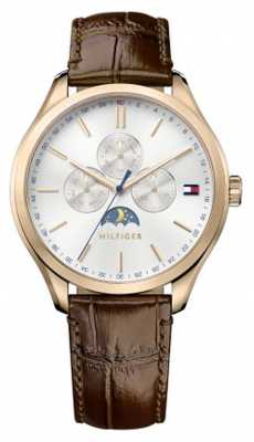 Tommy Hilfiger Mens Oliver Brown Leather Strap White Dial 1791306 Tommy Hilfiger Mens Oliver Brown Leather Strap White Dial 1791306