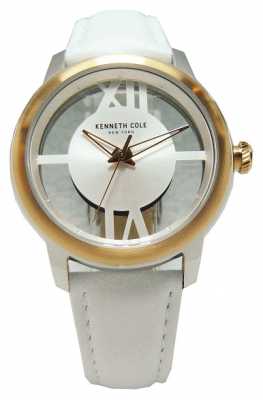Kenneth Cole Womens White Leather Strap Transparent Dial KC10024374 Kenneth Cole Womens White Leather Strap Transparent Dial KC10024374