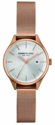 Kenneth Cole Womens Rose Gold Tone Stainless Steel Mesh Silver Dial KC10030842 Kenneth Cole Womens Rose Gold Tone Stainless Steel Mesh Silver Dial KC10030842