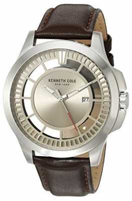 Kenneth Cole Mens Brown Leather Strap Silver Tone Dial KC10027444 Kenneth Cole Mens Brown Leather Strap Silver Tone Dial KC10027444