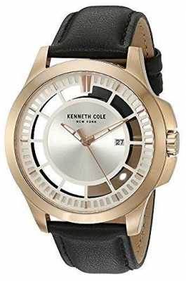 Kenneth Cole Mens Black Leather Strap Silver Tone Dial KC10027460 Kenneth Cole Mens Black Leather Strap Silver Tone Dial KC10027460