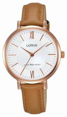 Lorus Womens Tan Leather Strap Silver Dial RG262LX9 Lorus Womens Tan Leather Strap Silver Dial RG262LX9