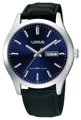 Lorus Mens Black Leather Strap Blue Dial RXN33DX9 Lorus Mens Black Leather Strap Blue Dial RXN33DX9