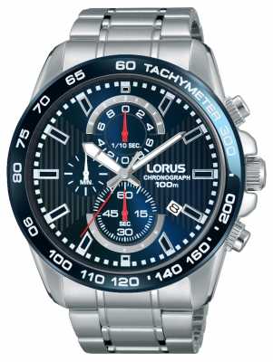 Lorus Mens Chronogaph Stainless Steel Blue Dial RM375CX9 Lorus Mens Chronogaph Stainless Steel Blue Dial RM375CX9