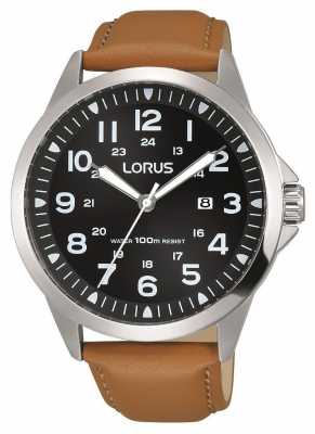 Lorus Mens Brown Leather Strap Black Dial Stainless Steel Case RH933GX9 Lorus Mens Brown Leather Strap Black Dial Stainless Steel Case RH933GX9