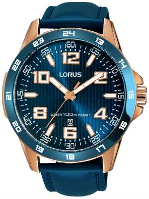 Lorus Mens Blue Leather Strap Blue Dial RH908GX9 Lorus Mens Blue Leather Strap Blue Dial RH908GX9