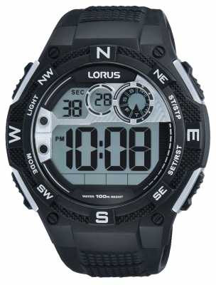Lorus Mens Chronograph Alarm Black Rubber Strap R2307LX9 Lorus Mens Chronograph Alarm Black Rubber Strap R2307LX9