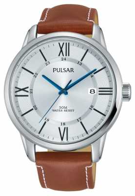 Pulsar Mens Brown Leather Strap Silver Dial PS9469X1 Pulsar Mens Brown Leather Strap Silver Dial PS9469X1