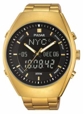 Pulsar Mens Alarm Gold Tone Stainless Steel Black Dial PZ4012X1 Pulsar Mens Alarm Gold Tone Stainless Steel Black Dial PZ4012X1
