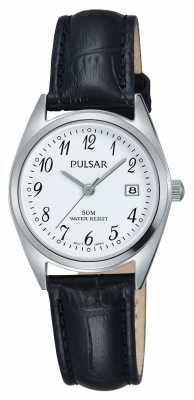 Pulsar Womens Black Leather Strap White Dial PH7447X1 Pulsar Womens Black Leather Strap White Dial PH7447X1