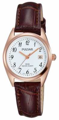 Pulsar Womens Brown Leather Strap White Dial PH7448X1 Pulsar Womens Brown Leather Strap White Dial PH7448X1