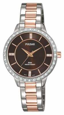 Pulsar Womens Two Tone Stainless Steel Bracelet Brown Dial PH8217X1 Pulsar Womens Two Tone Stainless Steel Bracelet Brown Dial PH8217X1