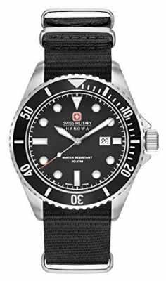 Swiss Military Hanowa Mens Sea Lion Black Nylon Strap Black Dial 6-4279.04.007.07 Swiss Military Hanowa Mens Sea Lion Black Nylon Strap Black Dial 6-4279.04.007.07