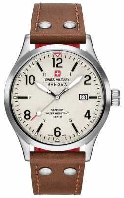 Swiss Military Hanowa Mens Undercover Brown Leather Strap Cream Dial 6-4280.04.002.05 Swiss Military Hanowa Mens Undercover Brown Leather Strap Cream Dial 6-4280.04.002.05
