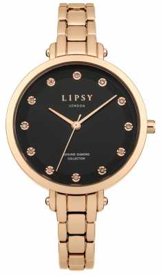 Lipsy Womens Rose Gold Tone Bracelet Black Dial LP482 Lipsy Womens Rose Gold Tone Bracelet Black Dial LP482
