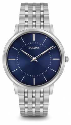 Bulova Mens Ultra Slim Stainless Steel Bracelet Blue Dial 96A188 Bulova Mens Ultra Slim Stainless Steel Bracelet Blue Dial 96A188