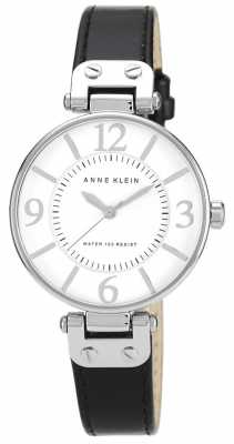 Anne Klein Womenhs Bklack Leather Strap White Dial 10/N9169WTBK Anne Klein Womenhs Bklack Leather Strap White Dial 10/N9169WTBK
