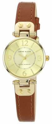 Anne Klein Womens Brown Leather Strap Gold Tone Case 10/N9442CHHY Anne Klein Womens Brown Leather Strap Gold Tone Case 10/N9442CHHY