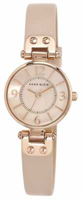 Anne Klein Womens Cream Leather Strap Rose Gold Tone Case 10/N9442RGLP Anne Klein Womens Cream Leather Strap Rose Gold Tone Case 10/N9442RGLP