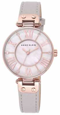 Anne Klein Womens Grey Leather Strap Mother Of Pearl Dial 10/N9918RGTP Anne Klein Womens Grey Leather Strap Mother Of Pearl Dial 10/N9918RGTP