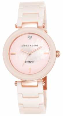Anne Klein Womens Pink Ceramic Strap Pink Mother Of Pearl Dial AK/N1018PMLP Anne Klein Womens Pink Ceramic Strap Pink Mother Of Pearl Dial AK/N1018PMLP