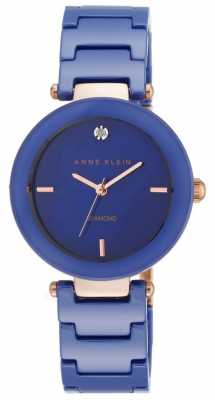 Anne Klein Womens Blue Ceramic Strap Blue Dial AK/N1018RGCB Anne Klein Womens Blue Ceramic Strap Blue Dial AK/N1018RGCB