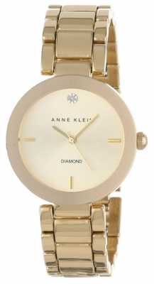 Anne Klein Womens Gold Tone Bracelet Gold Dial AK/N1362CHGB Anne Klein Womens Gold Tone Bracelet Gold Dial AK/N1362CHGB