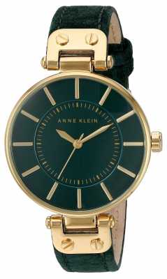 Anne Klein Womens Green Leather Strap Green Dial AK/N2218GPGN Anne Klein Womens Green Leather Strap Green Dial AK/N2218GPGN