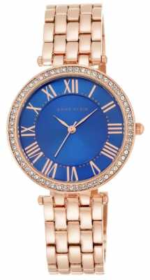 Anne Klein Womens Rose Gold Tone Bracelet Blue Dial AK/N2230CBRG Anne Klein Womens Rose Gold Tone Bracelet Blue Dial AK/N2230CBRG