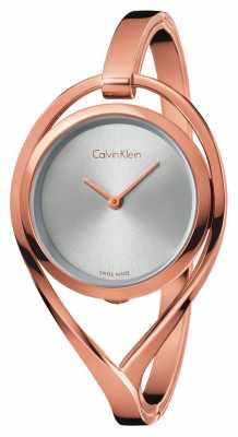 Calvin Klein Womens Light Medium Rose Gold Tone Bangle Silver Dial K6L2M616 Calvin Klein Womens Light Medium Rose Gold Tone Bangle Silver Dial K6L2M616