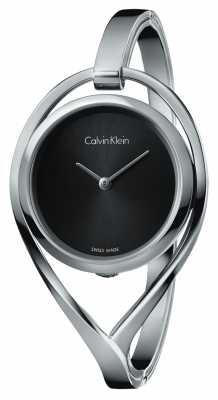 Calvin Klein Womens Light Small Stainless Steel Bangle Black Dial K6L2S111 Calvin Klein Womens Light Small Stainless Steel Bangle Black Dial K6L2S111