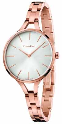 Calvin Klein Womens Graphic Rose Gold Tone Bracelet Silver Dial K7E23646 Calvin Klein Womens Graphic Rose Gold Tone Bracelet Silver Dial K7E23646