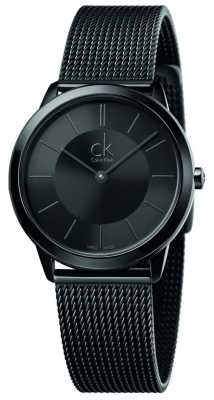 Calvin Klein Womens Minimal Black Mesh Strap Black Dial K3M224B1 Calvin Klein Womens Minimal Black Mesh Strap Black Dial K3M224B1