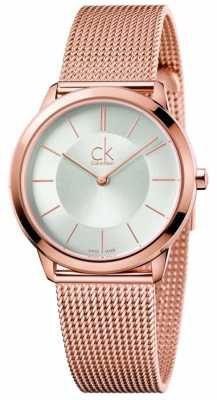 Calvin Klein Womens Minimal Rose Gold Tone Mesh Silver Dial K3M22626 Calvin Klein Womens Minimal Rose Gold Tone Mesh Silver Dial K3M22626