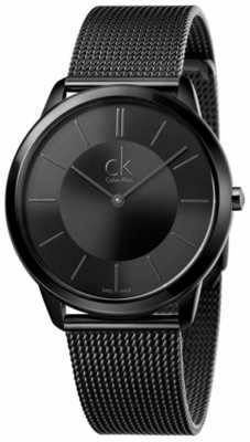 Calvin Klein Mens Minimal Black Mesh Strap Black Dial K3M214B1 Calvin Klein Mens Minimal Black Mesh Strap Black Dial K3M214B1